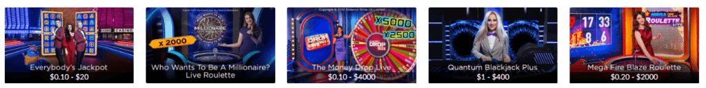 Live casino games at Mansion casino