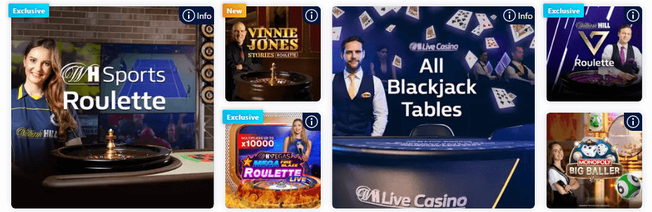 Top live dealer games at William Hill