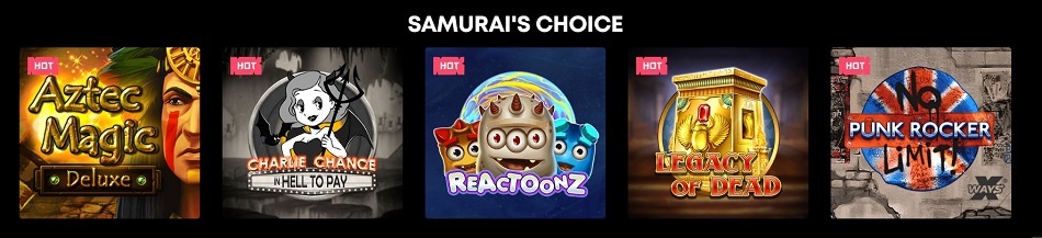 Top games at Samurai casino