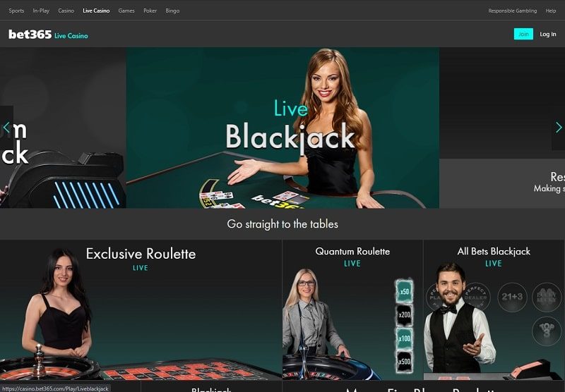 Live casino games from Bet365