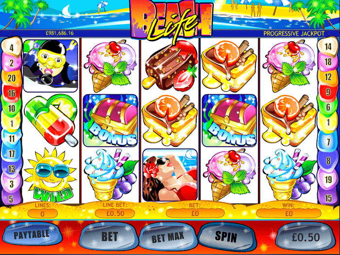 Beach life slot game reels screenshot NZ