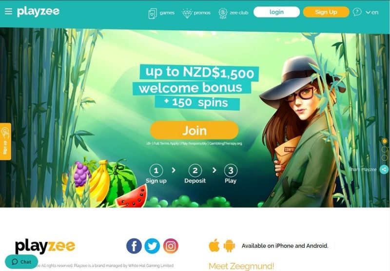 Playzee casinos homepage
