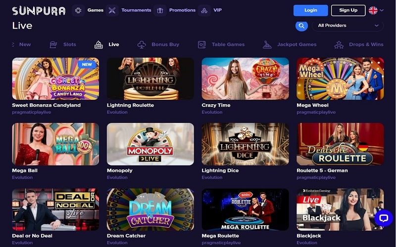 Live casino games at Sunpura nz