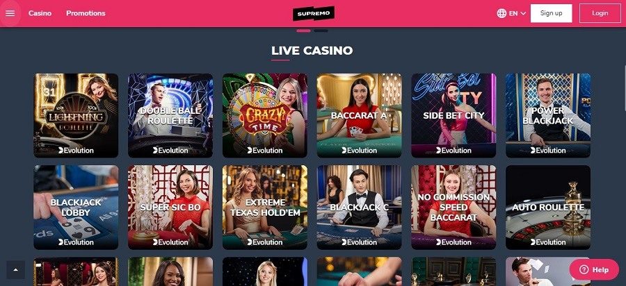 Live Casino games at Supremo Casino NZ