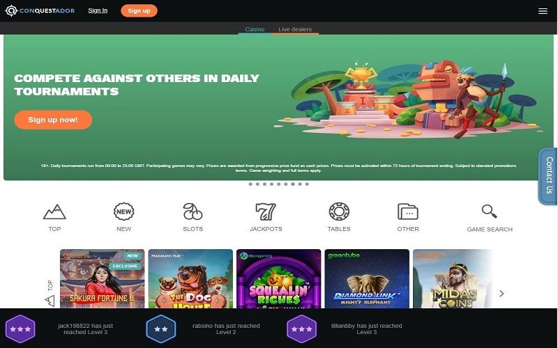 Conquestador online Casino NZ