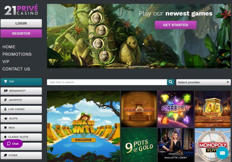 Newest games at 21Prive casino nz