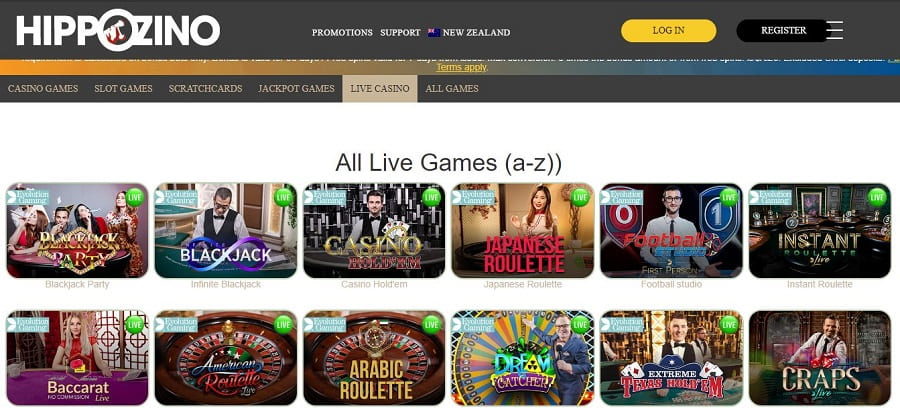 Live casino games to play at Hippozino