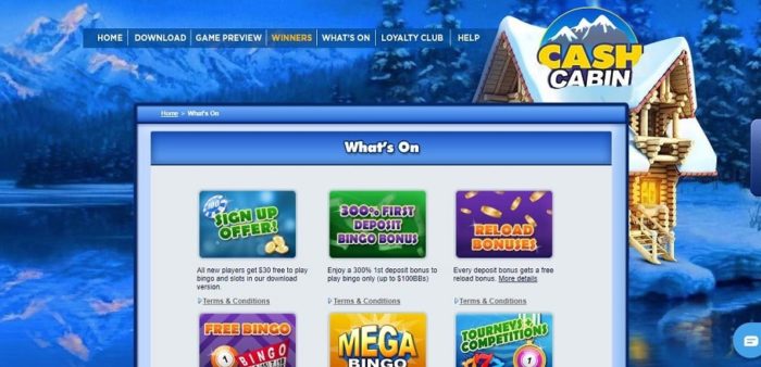 Cash Cabin online homepage view