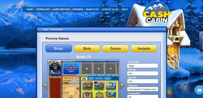 Bingo games at Cash Cabin nz