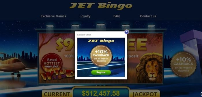 Jet Bingo cashback