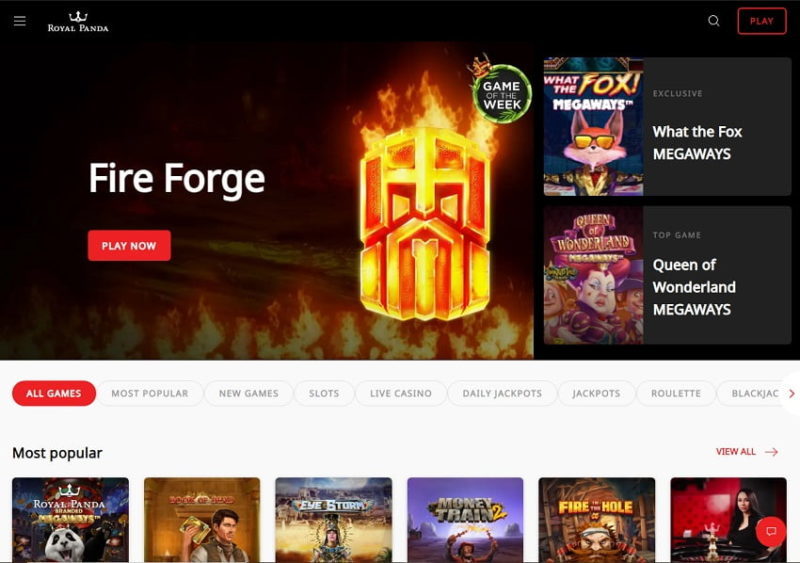 Most popular games at Royal Panda casino