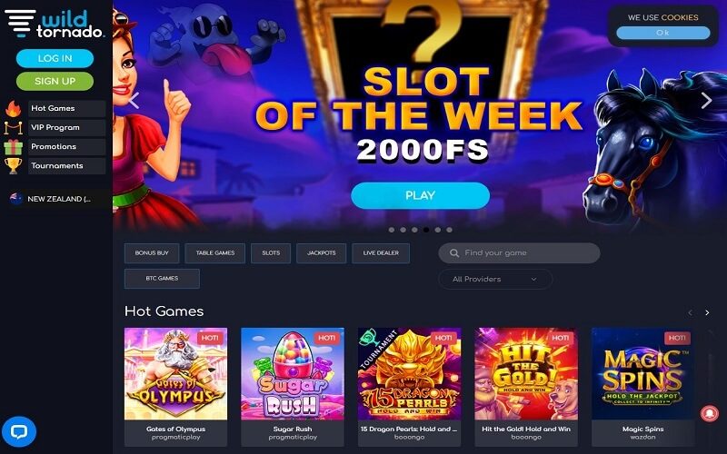 WildTornado casino online game lobby