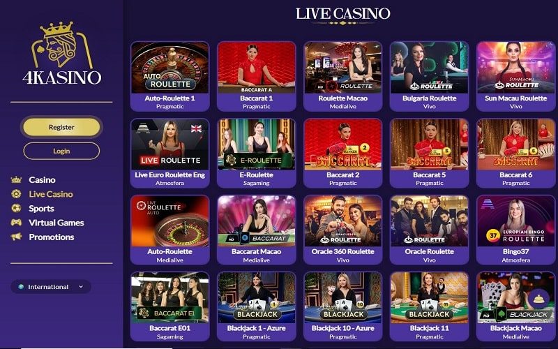 Live casino at 4Kasino