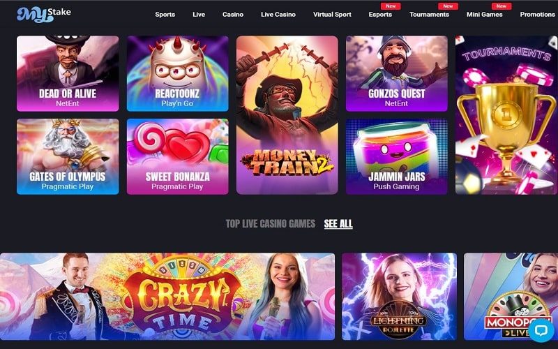Live Casino games at MyStake Casino