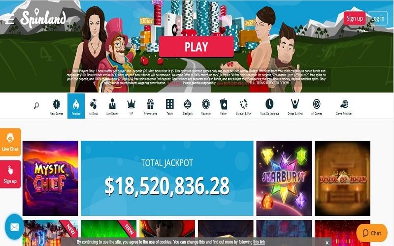 Popular games at Spinland Casino