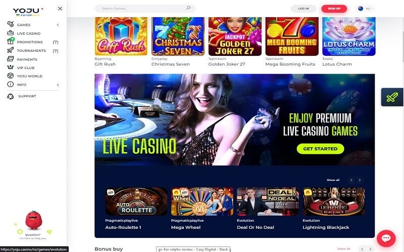 Live casino at Yoju
