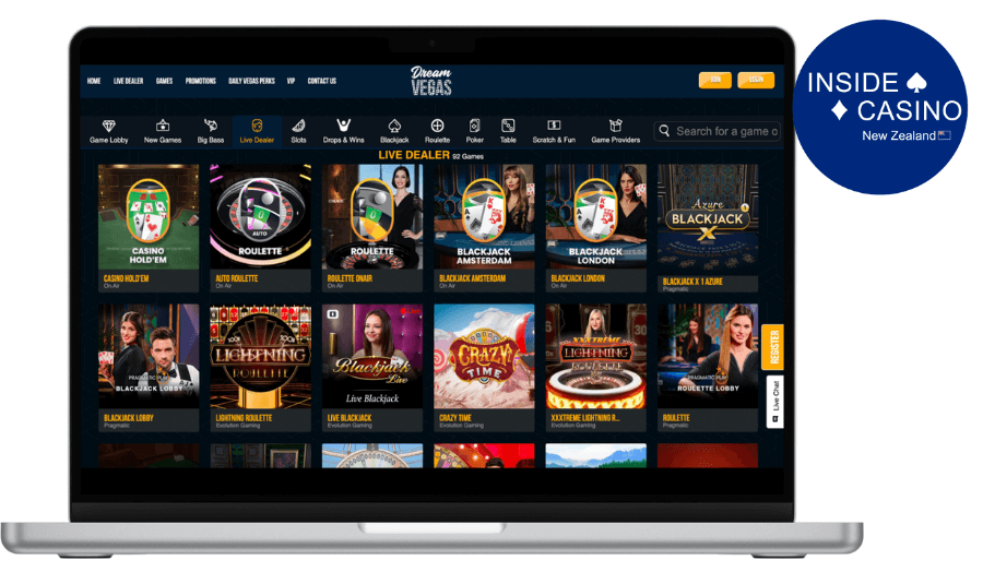 live dealer games at dream vegas