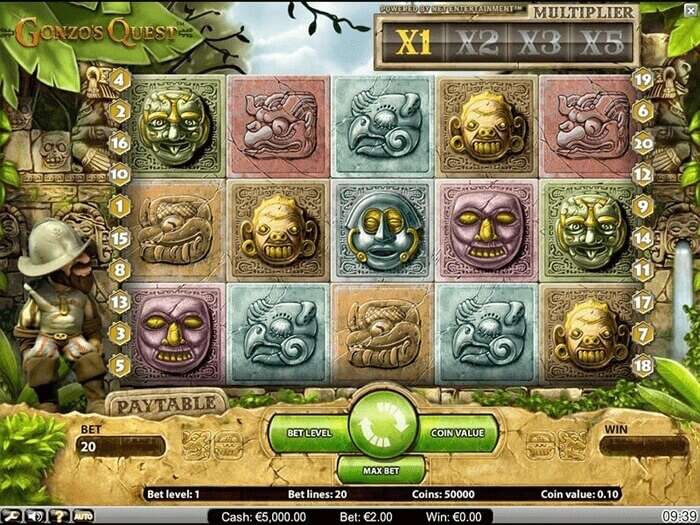 Gonzo's quest pokie game reels